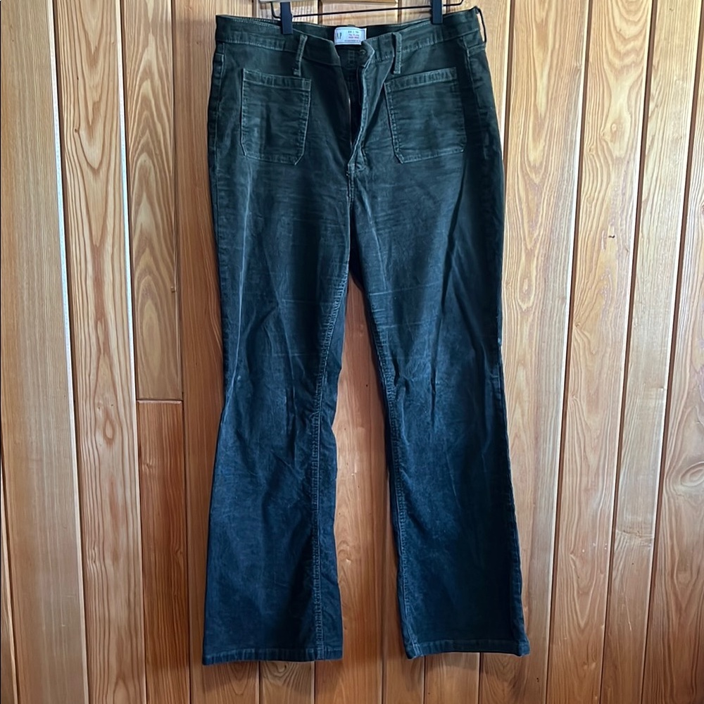 Gap 70s Flare High Rise Dark Green Corduroy Pants